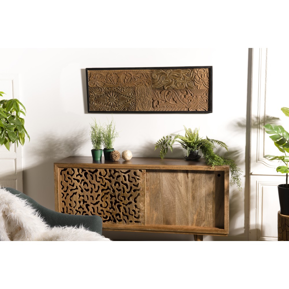 SAM - Rectangular Wall Decoration in Recycled Teak | Unique Home Decor SAM - Rectangular Wall Decoration in Recycled Teak | Unique Home Decor