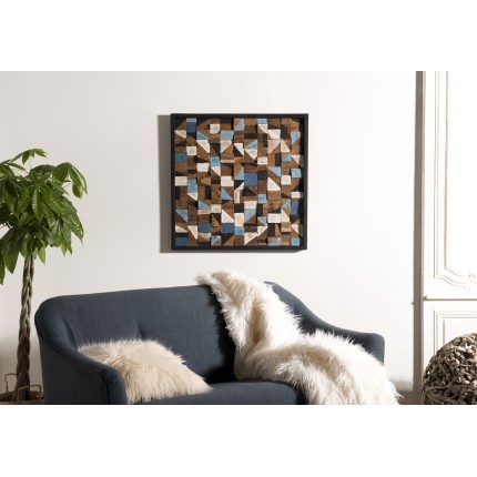 SAM - Square Wall Decoration 73x73cm Recycled Teak Wood Mosaic