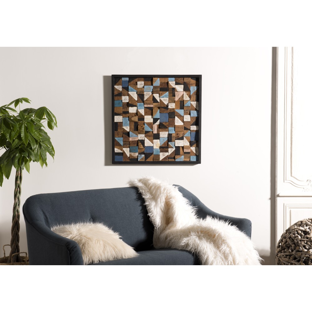 SAM - Square Wall Decoration 73x73cm Recycled Teak Wood Mosaic