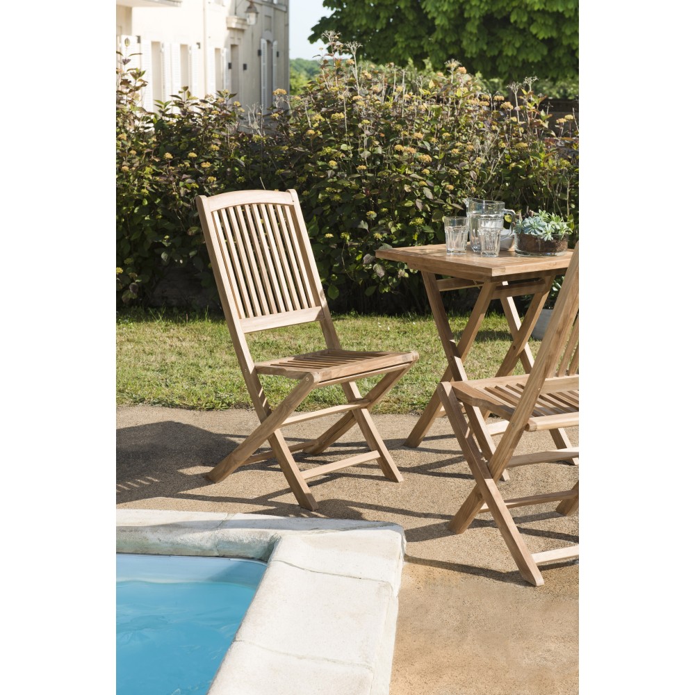 Ensemble 2 chaises de jardin Lombock en teck Ensemble 2 chaises de jardin Lombock en teck