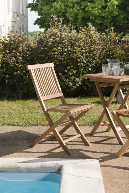 Ensemble 2 chaises jardin Java bois Teck