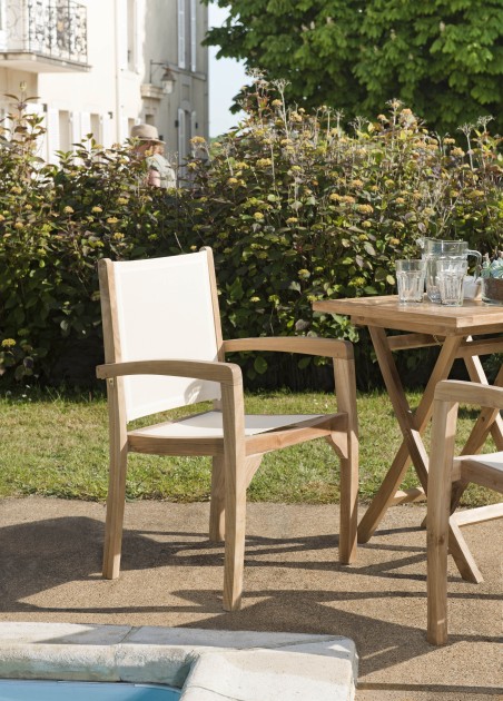 Ensemble de 2 fauteuils de jardin en bois teck