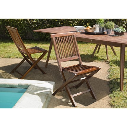 Ensemble 2 chaises de jardin Java Teck huilé MAEVA