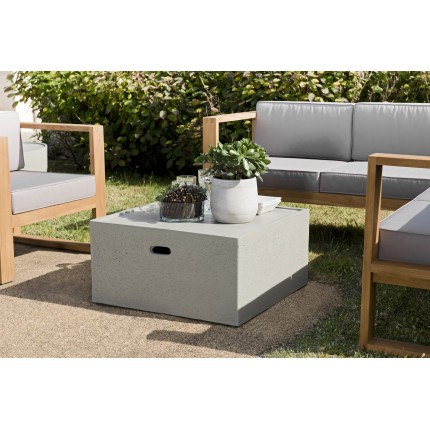 Table basse de jardin carrée HECTOR 68x68 cm béton