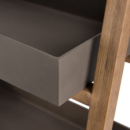 HECTOR - Porte-plantes en résine effet Béton et Acacia - PM