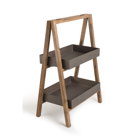 HECTOR Plant Stand and Resin Shelf - Concrete and Acacia - Small Size