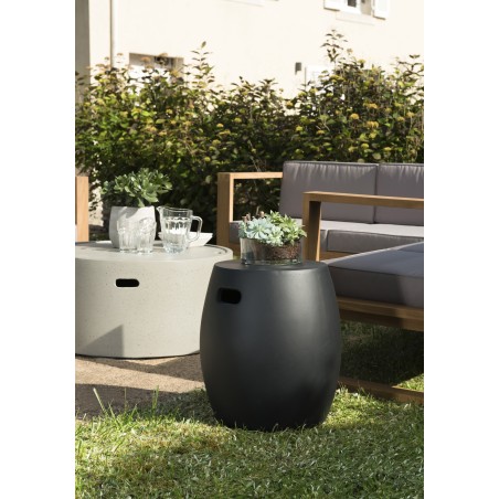 Table d'appoint de jardin ronde HECTOR en béton noir 43x43 cm