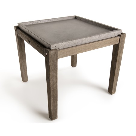Table d'appoint de jardin HECTOR en béton et bois Acacia