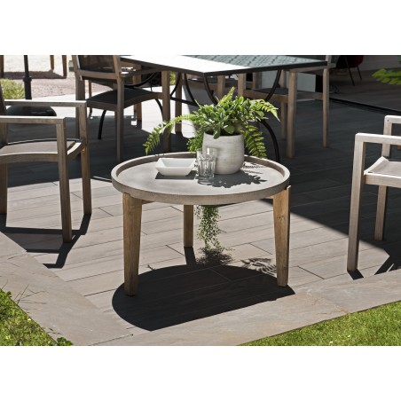 Table basse de jardin ronde béton HECTOR 81x81 cm