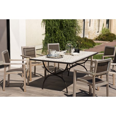 VICTOIRE Rectangular Garden Table 203x102 cm - Black Metal Legs