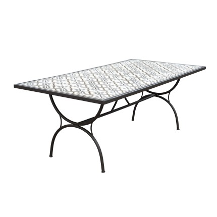 VICTOIRE Rectangular Garden Table 203x102 cm - Black Metal Legs