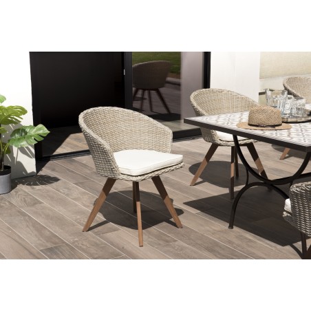Chaise de jardin VICTOIRE en rotin synthétique - Naturelle
