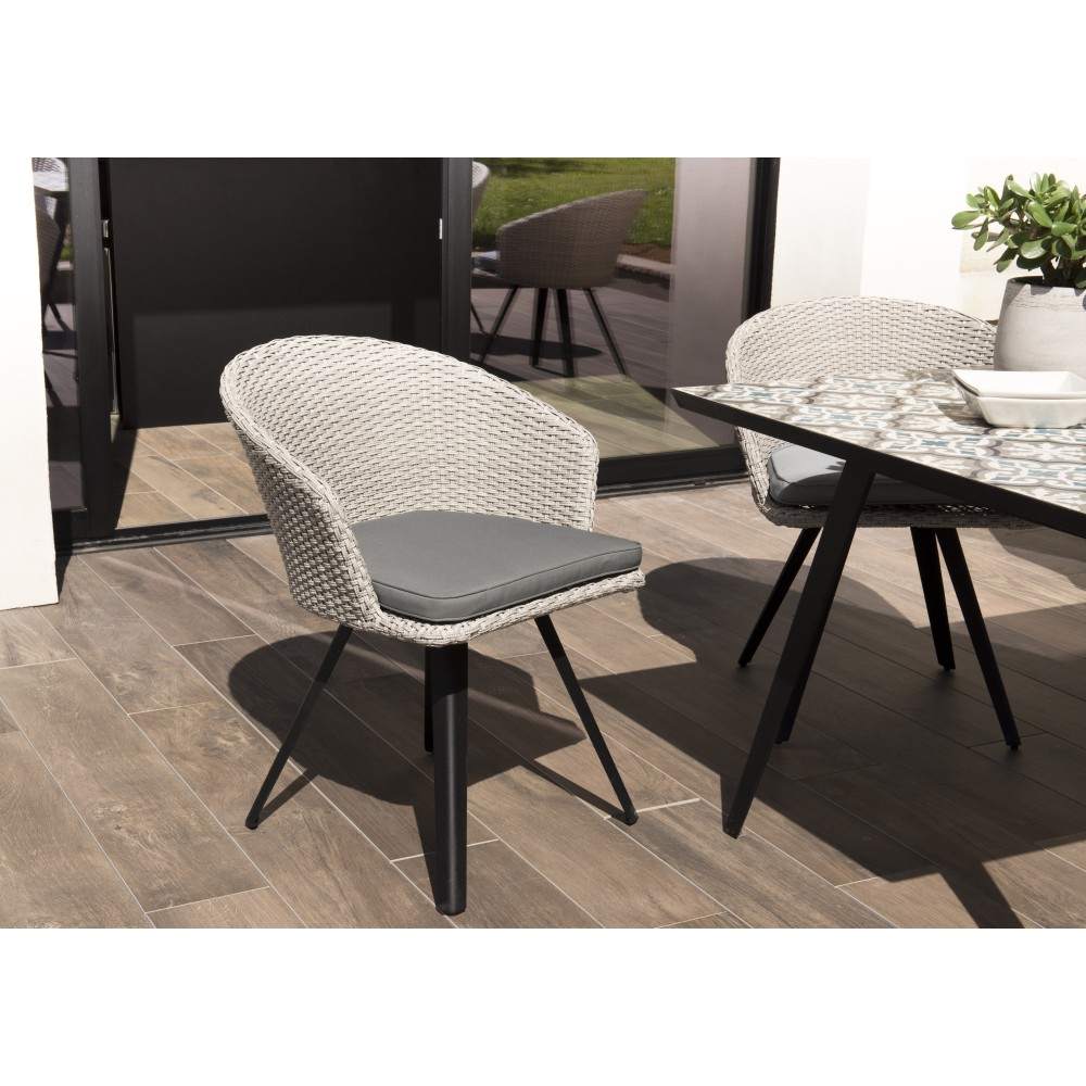 VICTOIRE Grey Synthetic Rattan Garden Chair - Stylish and Durable VICTOIRE Grey Synthetic Rattan Garden Chair - Stylish and Durable