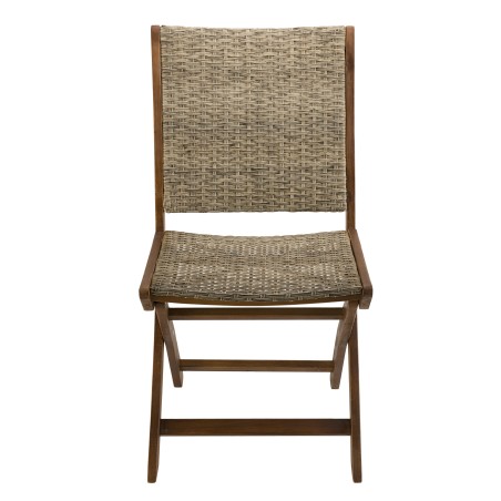 VICTOIRE Set of 2 Folding Garden Chairs - Acacia Wood & Rattan
