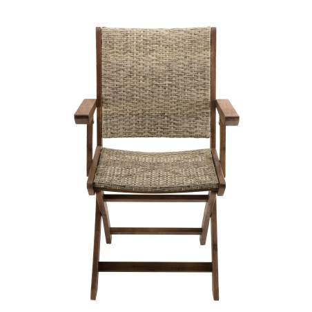 VICTOIRE - Set of 2 Folding Garden Armchairs | Acacia Wood & Rattan