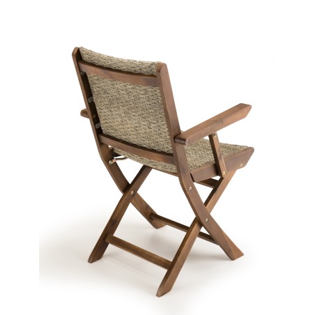 VICTOIRE - Set of 2 Folding Garden Armchairs | Acacia Wood & Rattan