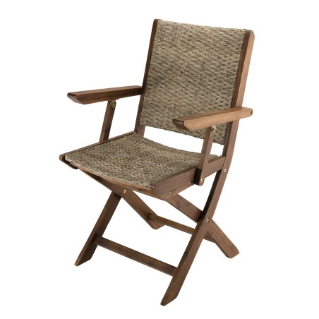 VICTOIRE - Set of 2 Folding Garden Armchairs | Acacia Wood & Rattan