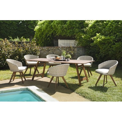 Victoire Acacia Wood Garden Furniture Set for 6/8 People