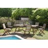 Victoire Acacia Wood Garden Furniture Set for 6/8 People | 220 x 90 cm Table, 4 Chairs, 2 Folding Armchairs