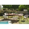 Salon de jardin VICK en bois 8/10 pers - Table extensible et fauteuils en rotin