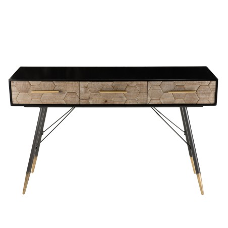 DORRIE Black Console Table with 3 Drawers - Scandi Style