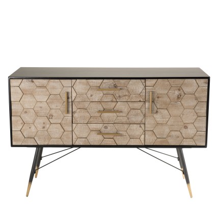 DORRIE Black Sideboard with 2 Doors and 3 Drawers - Scandi Style