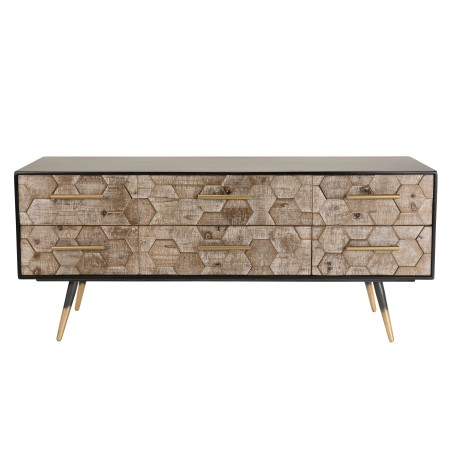 DORRIE - Black TV Stand with 6 Drawers, Scandi-Style