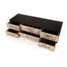 Meuble TV DORRIE noir 6 tiroirs scandi bois Sapin marqueté