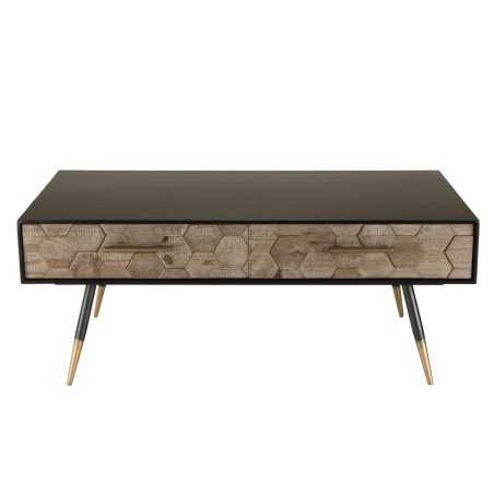 DORRIE Black Rectangular Coffee Table with 2 Drawers