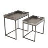 HELENA Set of 2 Nesting Side Tables - Zinc Rectangular Tops
