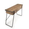 HELENA Console - 2 Drawers Natural Fir Wood Top Metal Legs