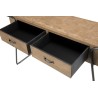 HELENA Console - 2 Drawers Natural Fir Wood Top Metal Legs
