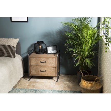 HELENA 2-Drawer Fir Wood Bedside Table