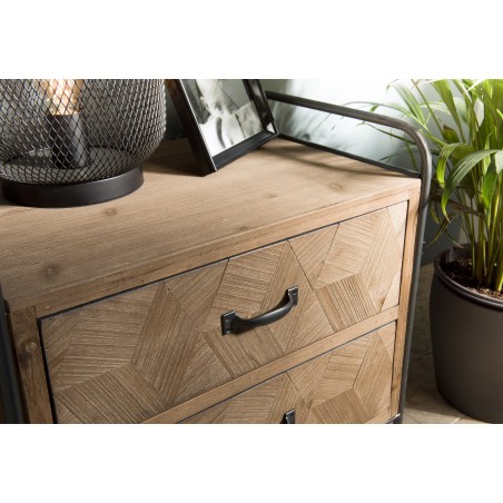 HELENA 2-Drawer Fir Wood Bedside Table