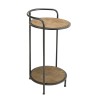 HELENA Round Side Table with 2 Levels Fir Marquetry Metal Legs