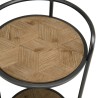 HELENA Round Side Table with 2 Levels Fir Marquetry Metal Legs