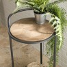 HELENA Round Side Table with 2 Levels Fir Marquetry Metal Legs
