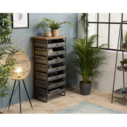 HELENA - 7-Drawer Zinc and Fir Wood Chiffonier