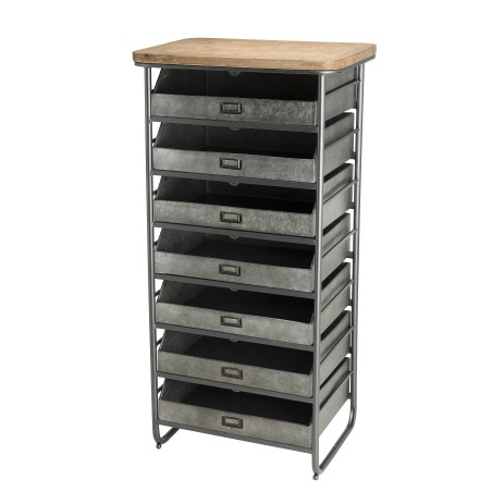 HELENA - 7-Drawer Zinc and Fir Wood Chiffonier