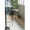 HELENA Bar Stool - Round Seat Aged Zinc Fir Wood Legs