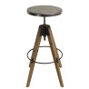 HELENA Bar Stool - Round Seat Aged Zinc Fir Wood Legs