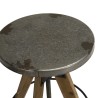 HELENA Bar Stool - Round Seat Aged Zinc Fir Wood Legs