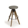 Tabouret de bar HELENA - Assise ronde Zinc vieilli
