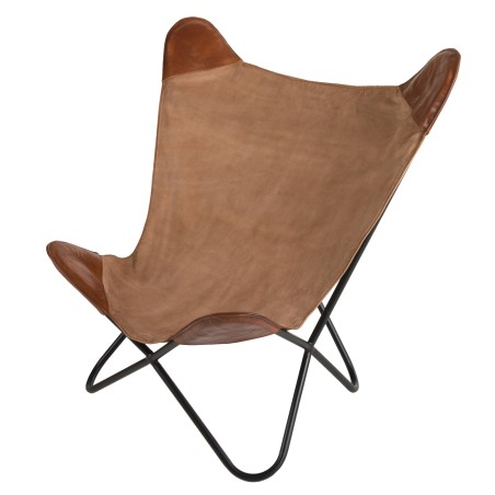 ROMAIN Butterfly Chair - Brown Canvas and Leather