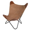 ROMAIN Butterfly Chair - Brown Canvas and Leather