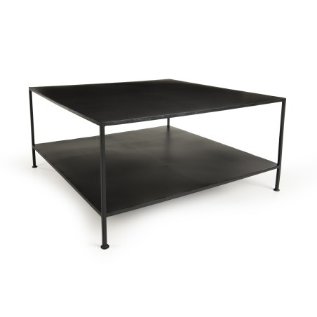 ROMAIN Square Industrial Coffee Table 80x80cm Black Metal