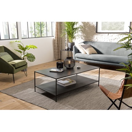 ROMAIN - Rectangular Black Industrial Metal Coffee Table