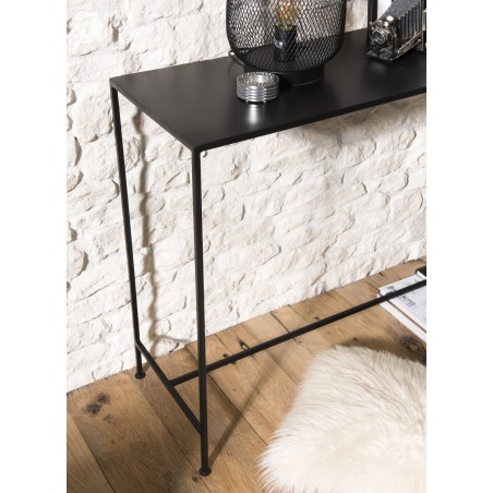 ROMAIN Rectangular Black Metal Industrial Console