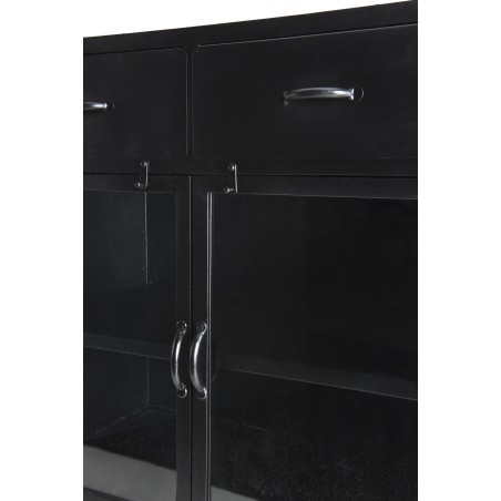 ROMAIN Industrial Black Metal Sideboard - 2 Doors, 2 Drawers
