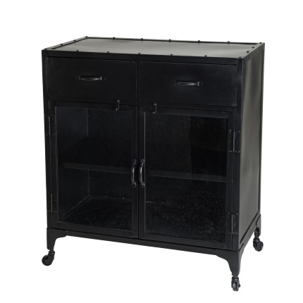 ROMAIN Industrial Black Metal Sideboard - 2 Doors, 2 Drawers